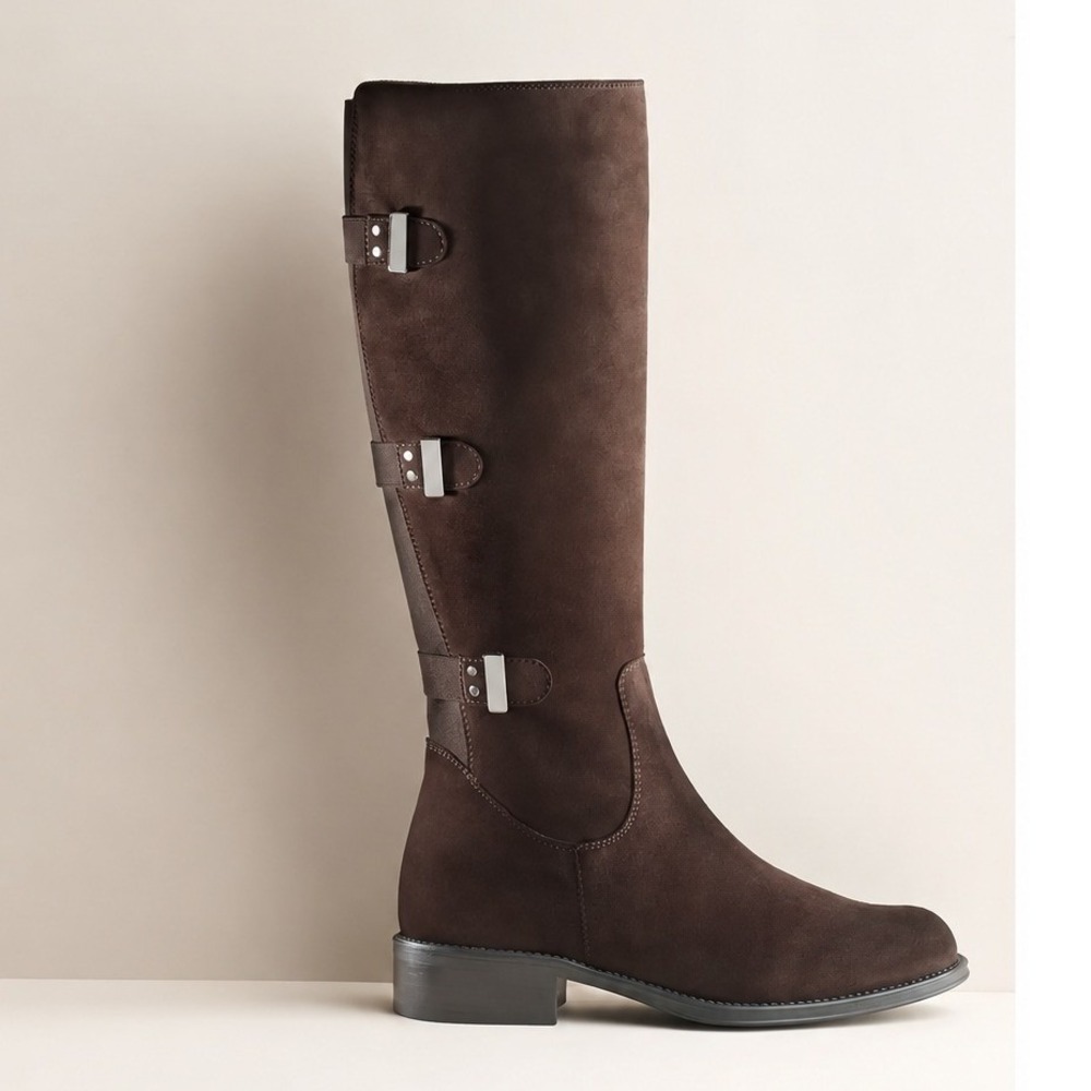 Aquatalia Marvin Unicorn Suede Riding Boot Tall Chocolate Weatherproof 8 Italian
